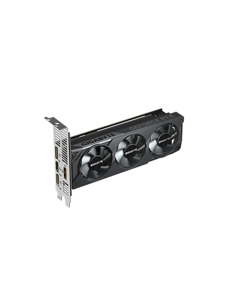 Gigabyte RTX 5060 OC Low Profile 8G GDDR7 vaizdo plokštė – vaizdas kampu iš kitos pusės