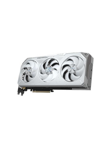 Gigabyte RX 9070 XT GAMING OC ICE 16G GDDR6 balta vaizdo plokštė – vaizdas kampu