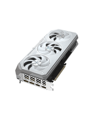 Gigabyte RX 9070 XT GAMING OC ICE 16G GDDR6 balta vaizdo plokštė – vaizdas kampu iš viršaus