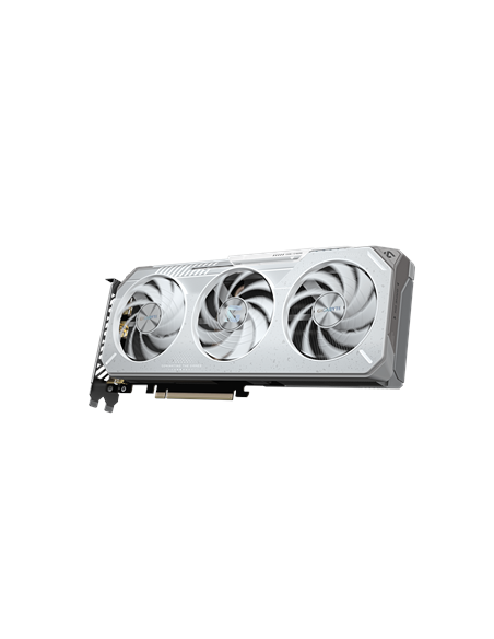 Gigabyte RX 9060 XT GAMING OC ICE 16G GDDR6 balta vaizdo plokštė – vaizdas kampu