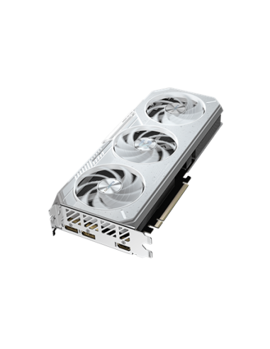 Gigabyte RX 9060 XT GAMING OC ICE 16G GDDR6 balta vaizdo plokštė – vaizdas kampu iš viršaus