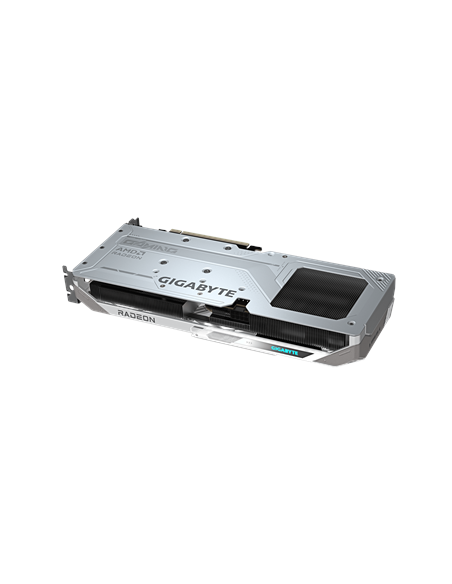 Gigabyte RX 9060 XT GAMING OC ICE 16G GDDR6 balta vaizdo plokštė – galinė plokštė kampu