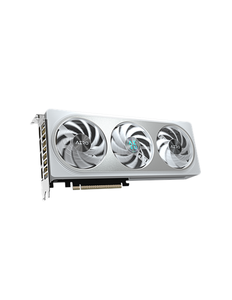 Gigabyte RTX 5060 AERO OC 8G GDDR7 balta vaizdo plokštė – vaizdas kampu