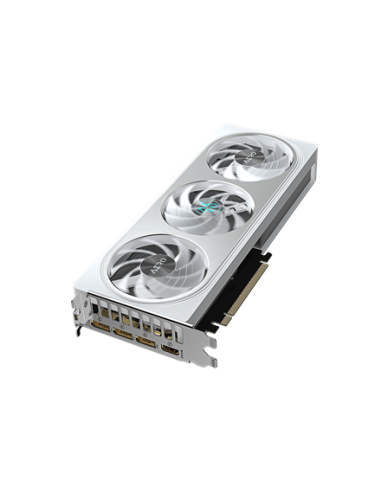 Gigabyte RTX 5060 AERO OC 8G GDDR7 balta vaizdo plokštė – vaizdas kampu iš viršaus
