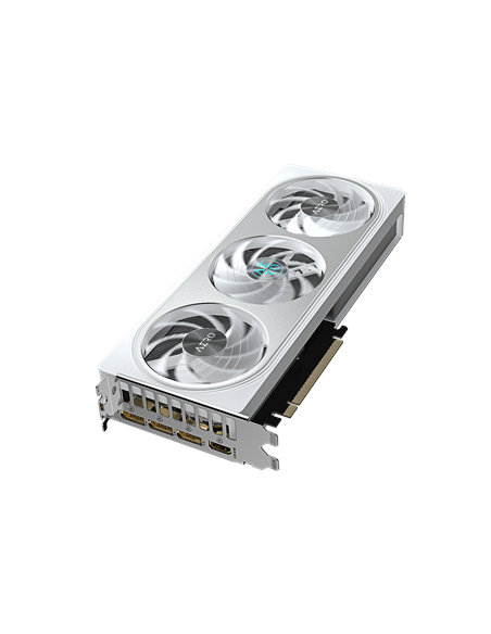 Gigabyte RTX 5060 AERO OC 8G GDDR7 balta vaizdo plokštė – vaizdas kampu iš viršaus