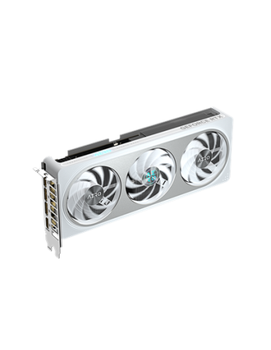 Gigabyte RTX 5060 AERO OC 8G GDDR7 balta vaizdo plokštė – vaizdas kampu iš kitos pusės