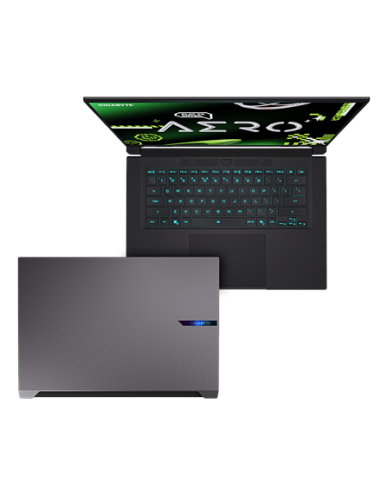 Gigabyte AERO X16 1WH 16" WQXGA 165Hz nešiojamas kompiuteris – klaviatūra ir dangtis iš viršaus