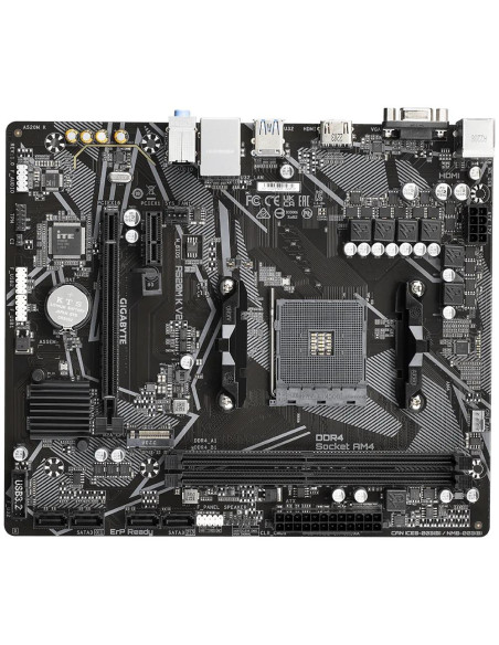 GIGABYTE A520M K V2 pagrindinė plokštė – komponentų ir lizdų išdėstymas