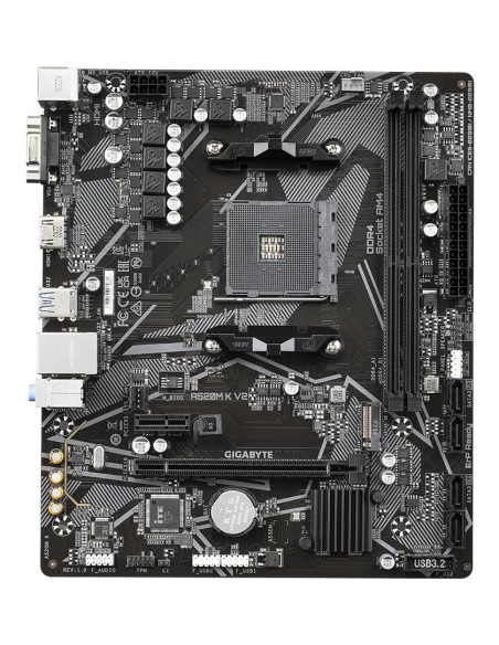 GIGABYTE A520M K V2 pagrindinė plokštė – vaizdas iš viršaus