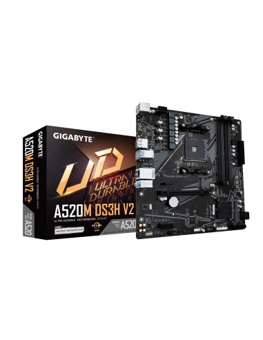 GIGABYTE A520M DS3H V2 pagrindinė plokštė – plokštė ir pakuotė