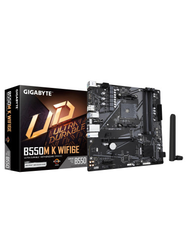 GIGABYTE B550M K WF6E pagrindinė plokštė – plokštė ir pakuotė