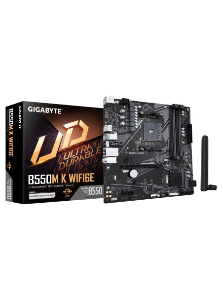 GIGABYTE B550M K WF6E pagrindinė plokštė – plokštė ir pakuotė