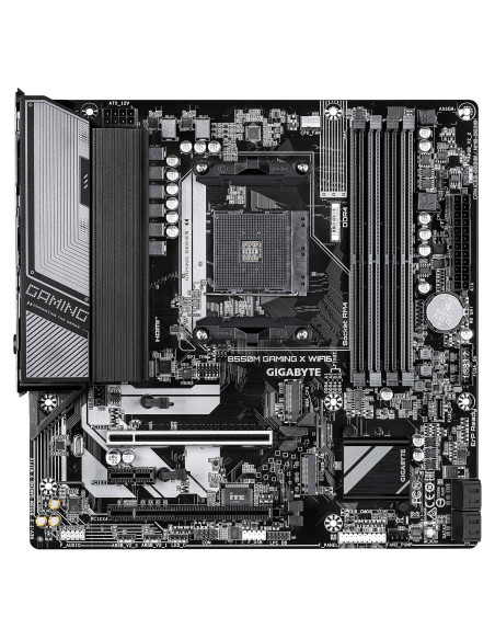 GIGABYTE B550M GAMING X WIFI6 pagrindinė plokštė – vaizdas iš viršaus