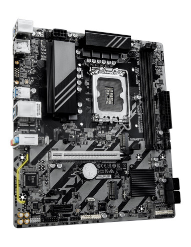 GIGABYTE B860M E GEN5 pagrindinė plokštė – plokštės vaizdas kampu