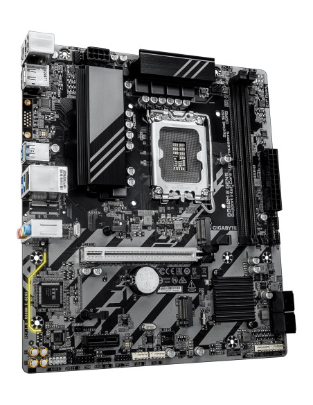 GIGABYTE B860M E GEN5 pagrindinė plokštė – plokštės vaizdas kampu