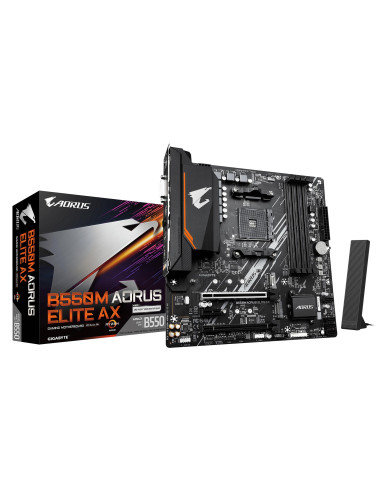 GIGABYTE B550M AORUS ELITE AX pagrindinė plokštė – plokštė ir pakuotė