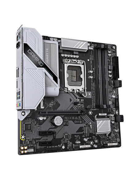 GIGABYTE B760M GAMING PLUS WIFI DDR4 pagrindinė plokštė – plokštės vaizdas kampu