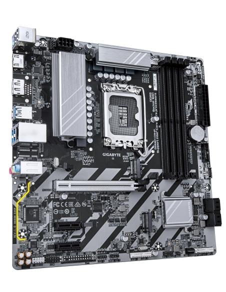 GIGABYTE B860M D3HP pagrindinė plokštė – plokštės vaizdas kampu