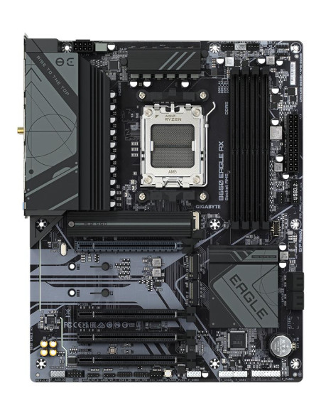 GIGABYTE B650 EAGLE AX pagrindinė plokštė – vaizdas iš viršaus