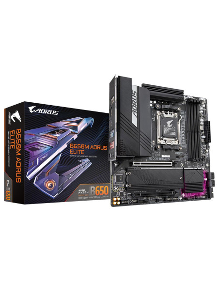 GIGABYTE B650M AORUS ELITE pagrindinė plokštė – plokštė ir pakuotė