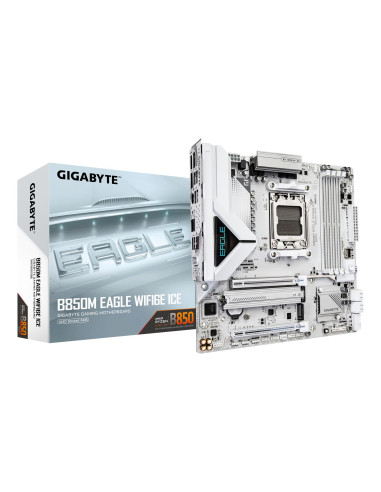 GIGABYTE B850M EAGLE WF6E ICE pagrindinė plokštė – plokštė ir pakuotė