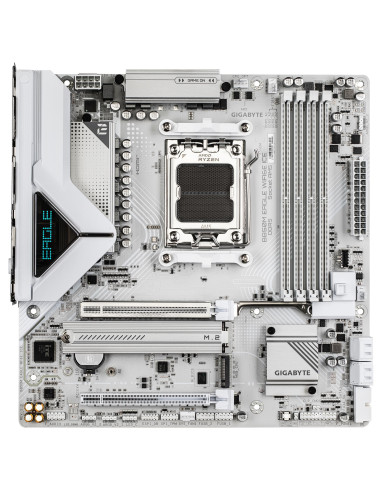 GIGABYTE B850M EAGLE WF6E ICE pagrindinė plokštė – vaizdas iš viršaus