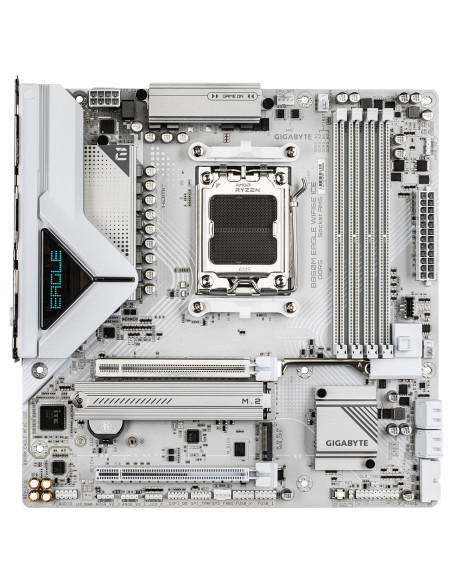 GIGABYTE B850M EAGLE WF6E ICE pagrindinė plokštė – vaizdas iš viršaus