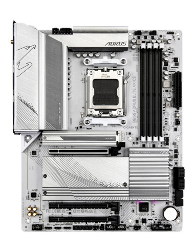 GIGABYTE B650 AORUS ELITE AX ICE pagrindinė plokštė – vaizdas iš viršaus
