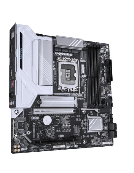 GIGABYTE B860M GAMING X WIFI6E pagrindinė plokštė – plokštės vaizdas kampu