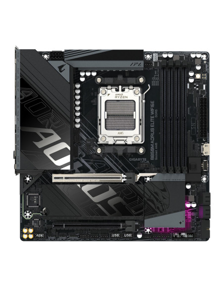 GIGABYTE B850M AORUS ELITE WF6E pagrindinė plokštė – vaizdas iš viršaus