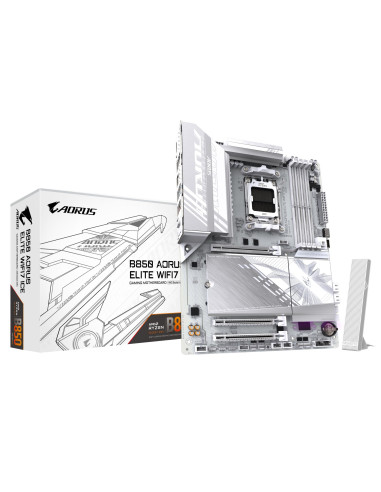 GIGABYTE B850 AORUS ELITE WIFI7 ICE pagrindinė plokštė – plokštė ir pakuotė