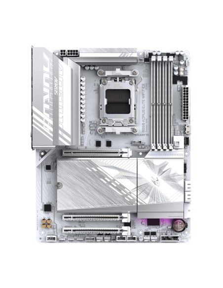 GIGABYTE B850 AORUS ELITE WIFI7 ICE pagrindinė plokštė – vaizdas iš viršaus