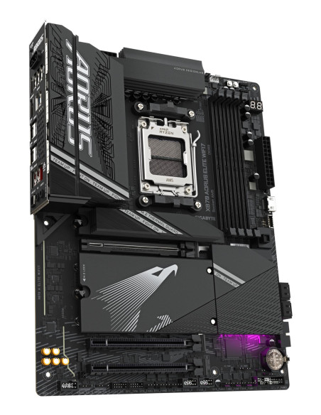 GIGABYTE X870 AORUS ELITE WIFI7 pagrindinė plokštė – plokštės vaizdas iš kairės