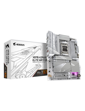 GIGABYTE X870 AORUS ELITE WIFI7 ICE pagrindinė plokštė – plokštė ir pakuotė