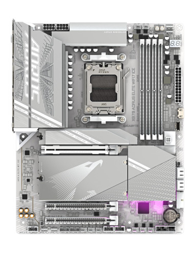 GIGABYTE X870 AORUS ELITE WIFI7 ICE pagrindinė plokštė – vaizdas iš viršaus