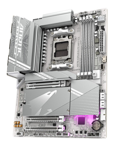 GIGABYTE X870 AORUS ELITE WIFI7 ICE pagrindinė plokštė – plokštės vaizdas iš dešinės