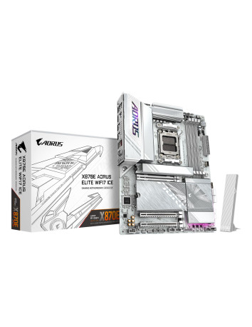 GIGABYTE X870E AORUS ELITE WIFI7 ICE pagrindinė plokštė – plokštė ir pakuotė