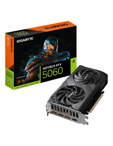 GIGABYTE GeForce RTX 5060 WINDFORCE MAX OC 8GB vaizdo plokštė – vaizdo plokštė ir pakuotė