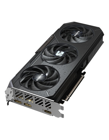 GIGABYTE Radeon RX 9060 XT GAMING OC 16GB vaizdo plokštė – aušinimo sistemos vaizdas kampu