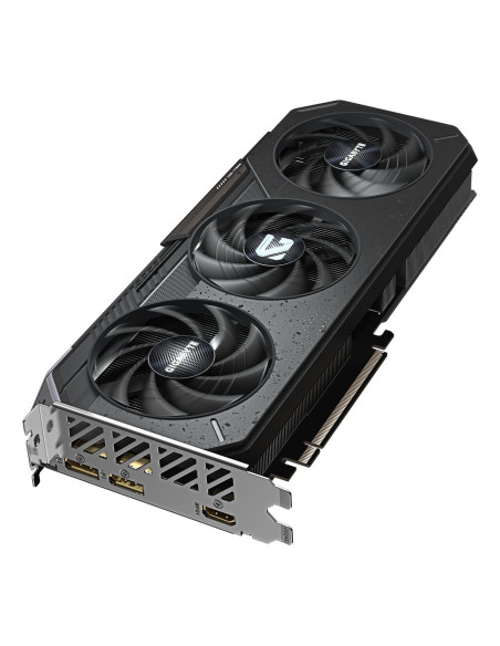 GIGABYTE Radeon RX 9060 XT GAMING OC 16GB vaizdo plokštė – aušinimo sistemos vaizdas kampu
