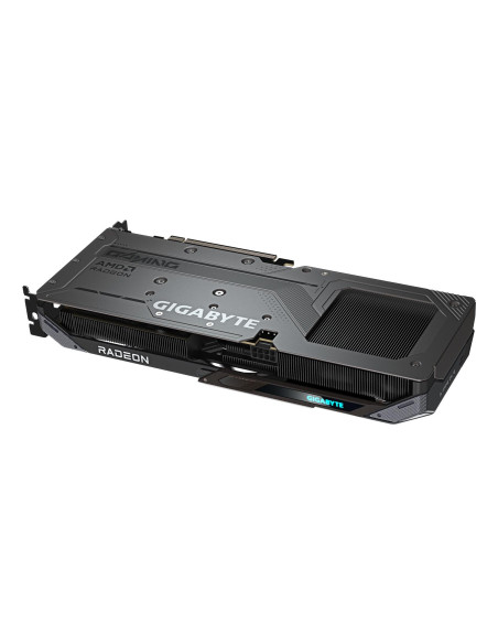 GIGABYTE Radeon RX 9060 XT GAMING OC 16GB vaizdo plokštė – galinės plokštelės vaizdas kampu