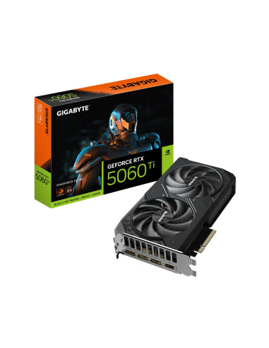 GIGABYTE GeForce RTX 5060 Ti WINDFORCE OC 16GB vaizdo plokštė – vaizdo plokštė ir pakuotė
