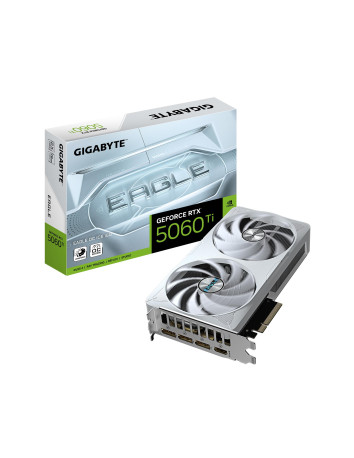 GIGABYTE GeForce RTX 5060 Ti EAGLE OC ICE 16GB vaizdo plokštė – vaizdo plokštė ir pakuotė