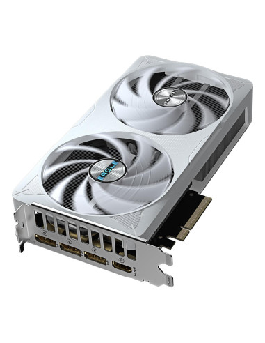 GIGABYTE GeForce RTX 5060 Ti EAGLE OC ICE 16GB vaizdo plokštė – aušinimo sistemos vaizdas kampu
