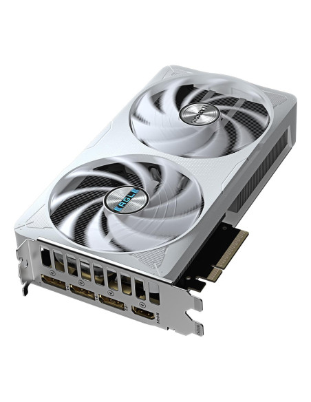 GIGABYTE GeForce RTX 5060 Ti EAGLE OC ICE 16GB vaizdo plokštė – aušinimo sistemos vaizdas kampu