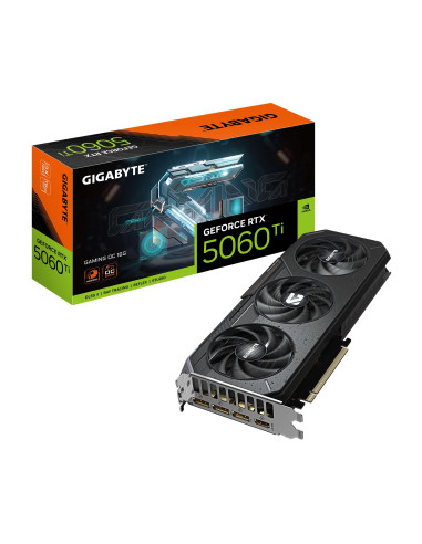 GIGABYTE GeForce RTX 5060 Ti GAMING OC 16GB vaizdo plokštė – vaizdo plokštė ir pakuotė