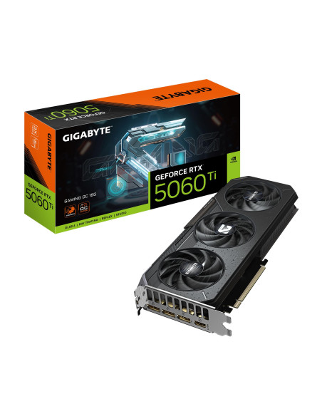 GIGABYTE GeForce RTX 5060 Ti GAMING OC 16GB vaizdo plokštė – vaizdo plokštė ir pakuotė