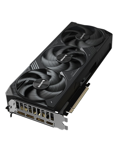GIGABYTE GeForce RTX 5070 Ti WINDFORCE OC 16GB vaizdo plokštė – aušinimo sistemos vaizdas kampu