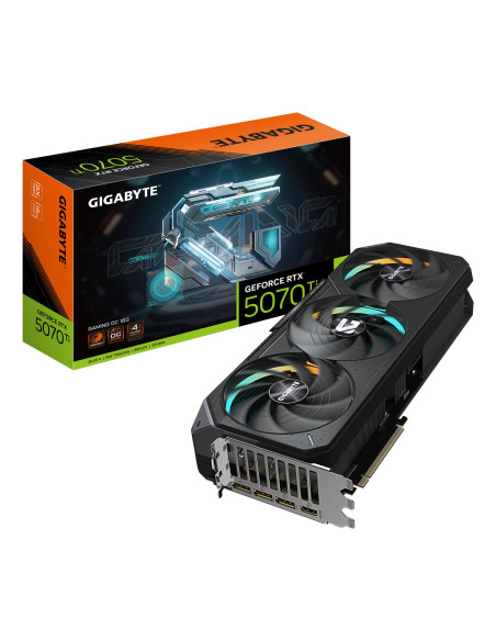 GIGABYTE GeForce RTX 5070 Ti GAMING OC 16GB vaizdo plokštė – vaizdo plokštė ir pakuotė