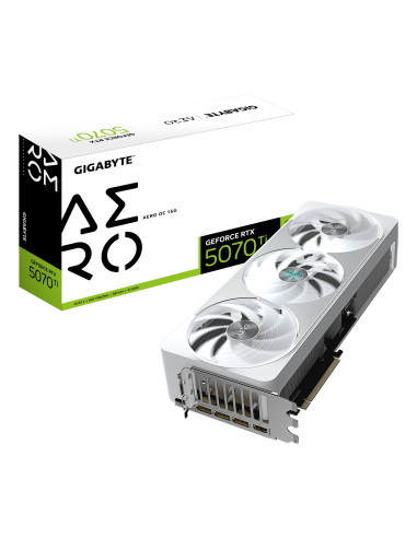 GIGABYTE GeForce RTX 5070 Ti AERO OC 16GB vaizdo plokštė – vaizdo plokštė ir pakuotė